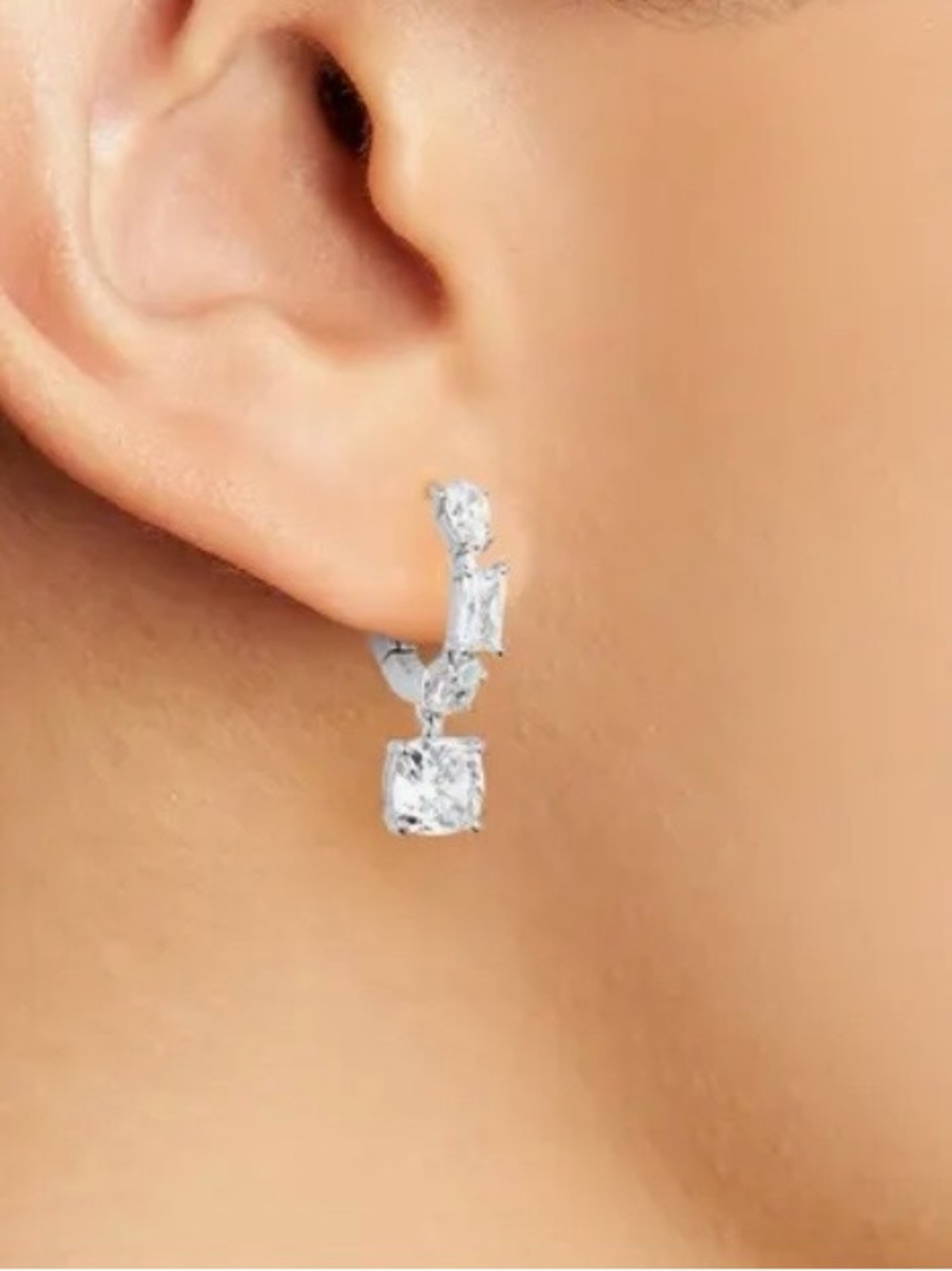 Nadri Silver Cubic Zirconia  Drop Earrings NWT